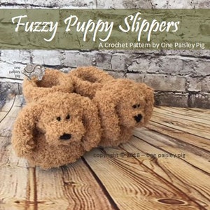 Fuzzy Puppy Slippers PDF CROCHET PATTERN image 3