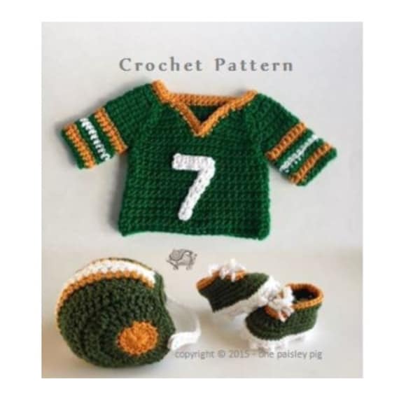 CROCHET PATTERN - Baby's First Football Uniform - Photo Prop - Sports Team Outfit - Full Set