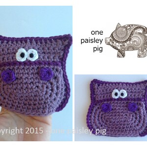 Hippo Bath Pal / Bath Mitt or Applique PDF CROCHET PATTERN image 1