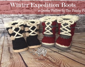 PDF CROCHET PATTERN - Baby's First Expedition -  Winter Boots