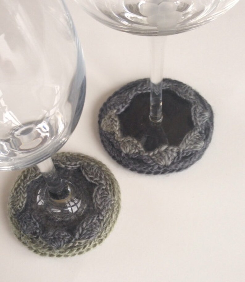 Crochet Wine Glass Coasters 4 Different Designs PDF Etsy
