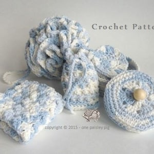 Luxury Spa Gift Set  - 5 piece Crochet Package  - Instant Download CROCHET PATTERN