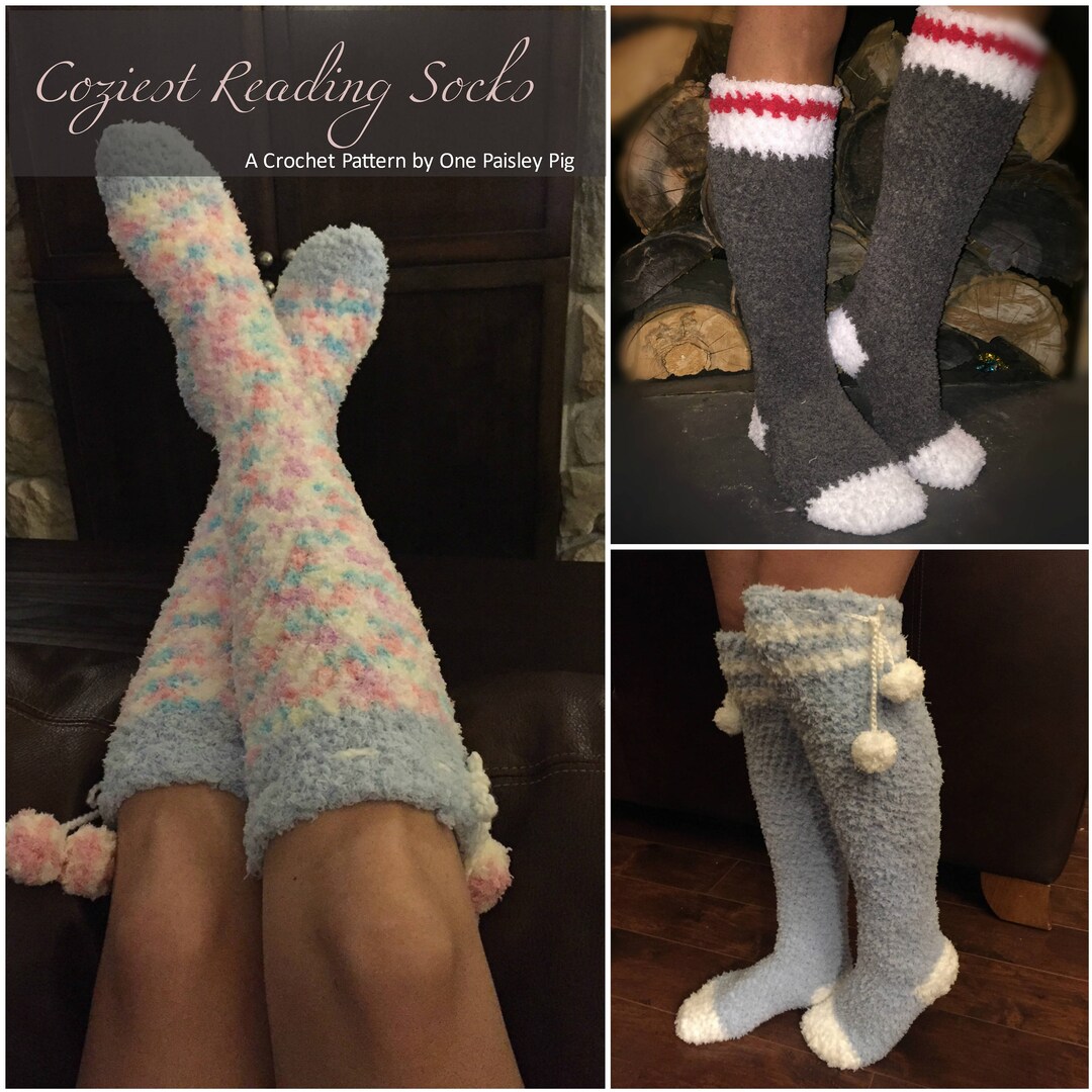 Coziest Reading Socks Instant Download PDF CROCHET PATTERN Etsy