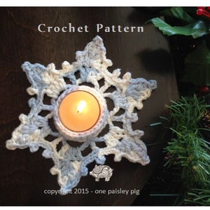 Christmas Snowflake, Frozen Tea Light Holder - Christmas Decoration  -  PDF CROCHET PATTERN