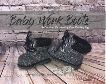 Baby Work Boots - PDF CROCHET PATTERN