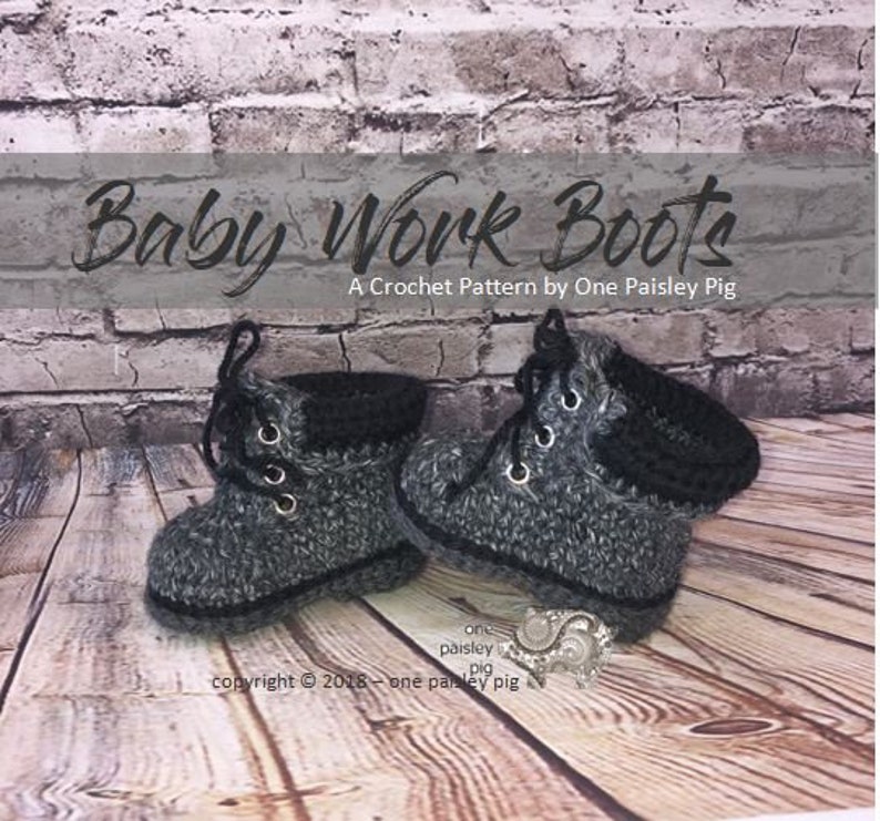 Baby Work Boots PDF CROCHET PATTERN image 1