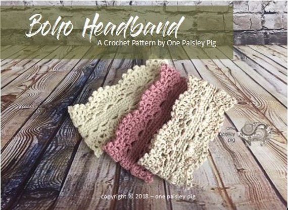 Boho Crochet Headband Pattern - Instant Download PDF CROCHET PATTERN