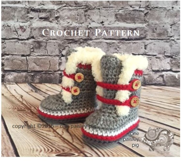 Work Sock Winter Booties PDF CROCHET PATTERN image 2