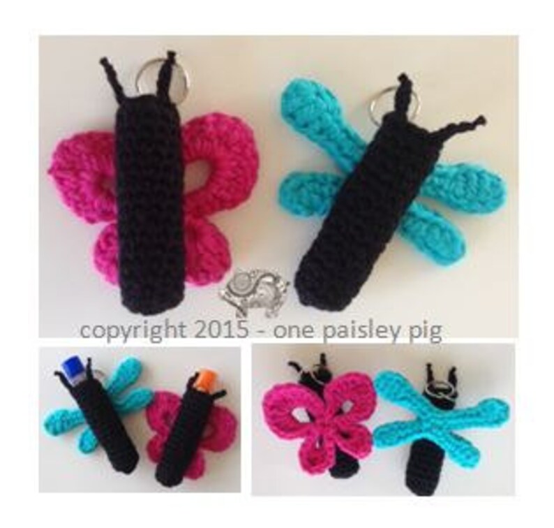 Dragonfly & Butterfly Lip Balm Holders PDF CROCHET PATTERNS image 1