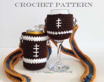 Football Beer and Wine Glass Holder - PDF CROCHET PATTERN