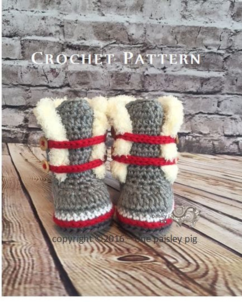 Work Sock Winter Booties PDF CROCHET PATTERN image 4