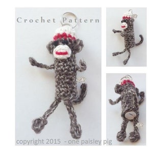 Sock Monkey Lip Balm Holder  - PDF CROCHET PATTERN for Tube Style (Chapstick, Burt's Bees etc)