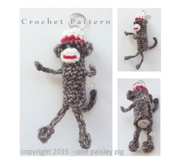 Sock Monkey Lip Balm Holder  - PDF CROCHET PATTERN for Tube Style (Chapstick, Burt's Bees etc)