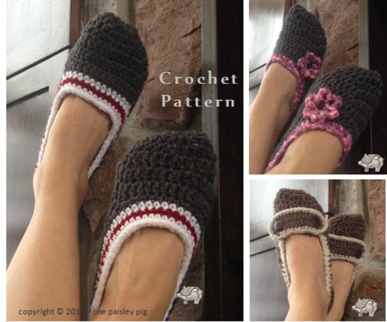 House Slippers 3 Ways PDF CROCHET PATTERN image 1