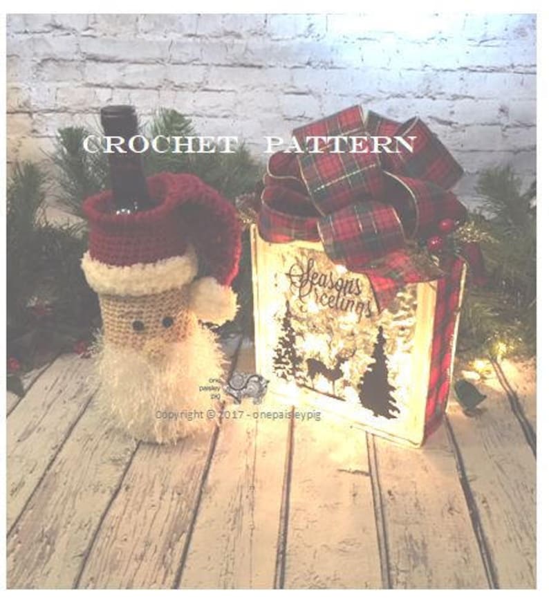 CROCHET PATTERN Santa Bottle Cover / Gift Bag image 2