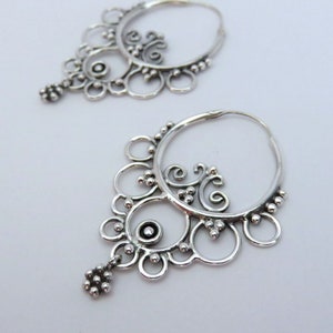 hoop earrings with dotwork silver