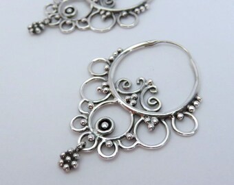 hoop earrings with dotwork silver