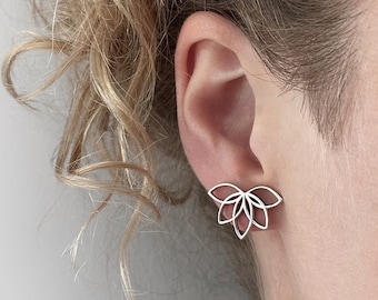earpins with lotusflower, silver