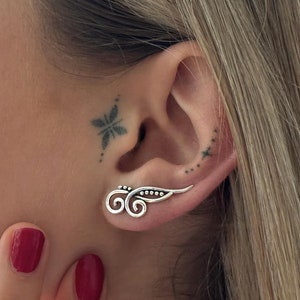 earclimber earring two spirals 925 silver