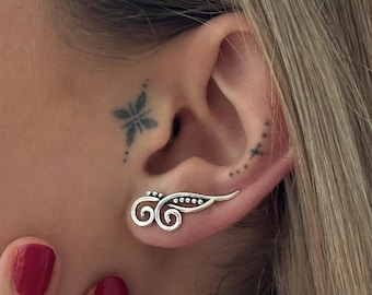 earclimber earring two spirals 925 silver