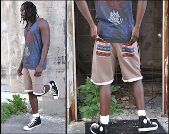 sweat shorts for men with pockets in brown