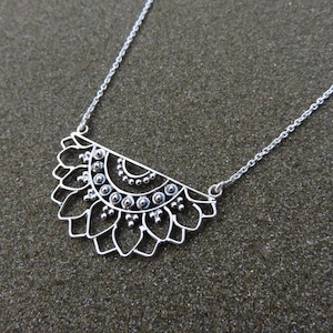 mandala necklace dotwork silver