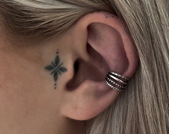 Clip de oreja de 4 líneas, joyería para orejas sin perforación, manguito de oreja