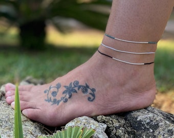 シルバー ビーズ付きアンクレット シルバービーズ付きの調節可能なアンクレット - Etsy 日本