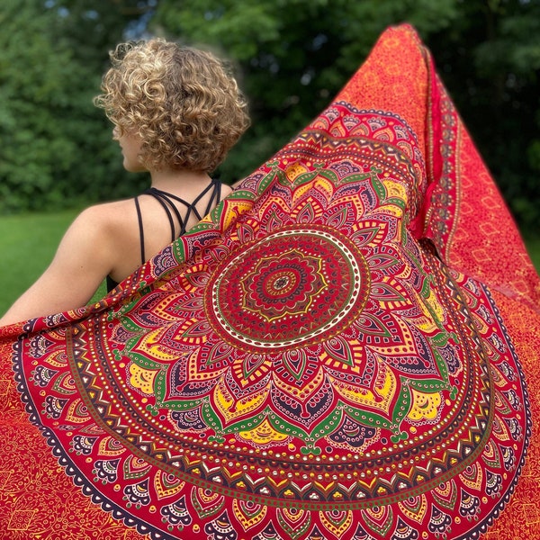 Sarong, Strandtuch, Badetuch mit Mandala Blume in rot