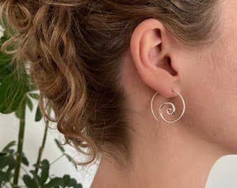 spiral hoop earrings silver