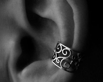 earclip, earcuff with spirals silver