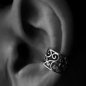 Clip d'oreille avec spirales argentées, boucles d'oreilles sans trou, ear cuff