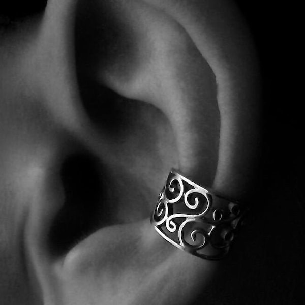 Clip per orecchio con spirali in argento, orecchini senza foro, ear cuff