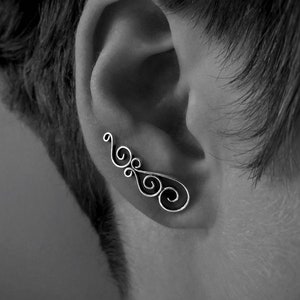 earclimber earring with spirals image 1