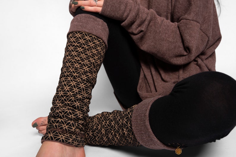 reversible legwarmers in brown, leg warmers, Yoga legwarmers image 8