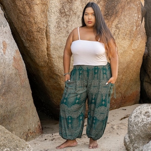 PLUS SIZE, XXL pants turquoise