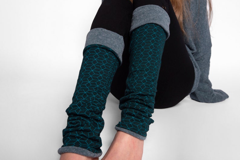 reversible legwarmers in blue, leg warmers, Yoga legwarmers image 4