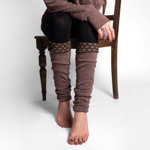 reversible legwarmers in brown, leg warmers, Yoga legwarmers image 3
