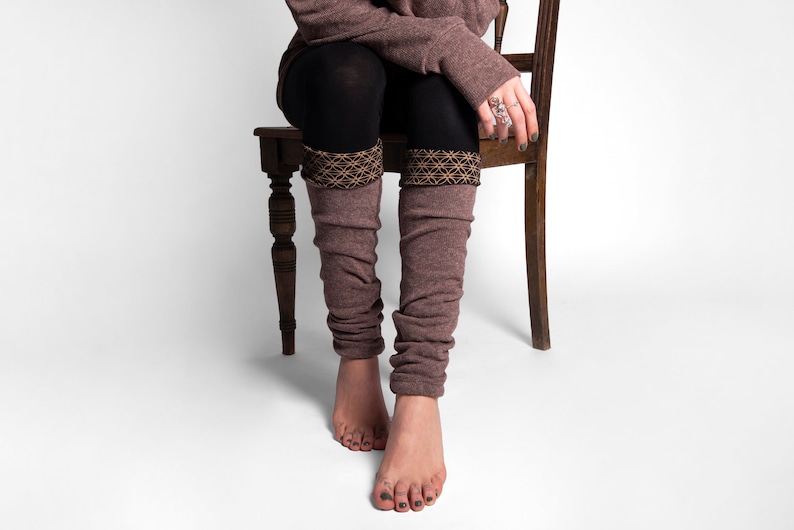 reversible legwarmers in brown, leg warmers, Yoga legwarmers image 3