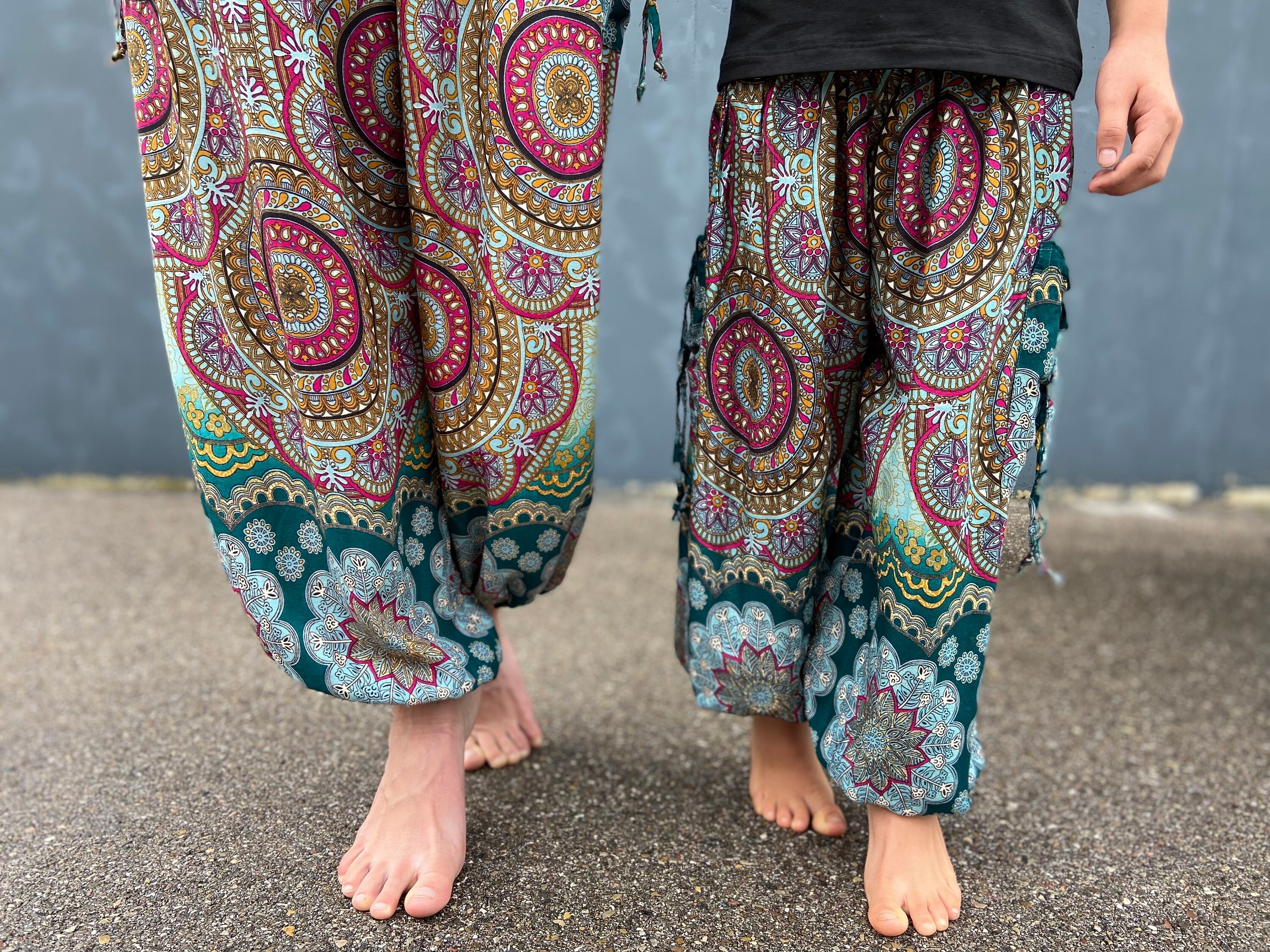 TiaoBug Kids Girls Loose Hippie Trousers Bohemian Harem Pants Smocked Baggy Boho Pants Yoga Dance Pilates Bottoms 