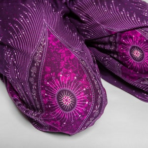 pants with peacock pattern in purple image 9