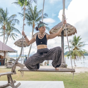 pants with mandala pattern in black image 8