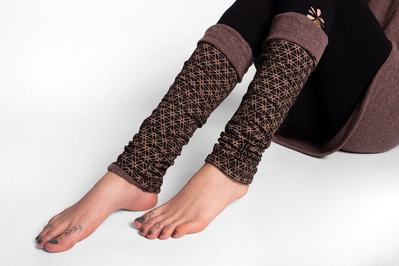 reversible legwarmers in brown, leg warmers, Yoga legwarmers image 7