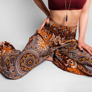 pants with mandala pattern in brown