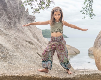 sarouel fleuri coloré pour enfants, pantalons pour enfants, pantalons d'été aérés pour enfants