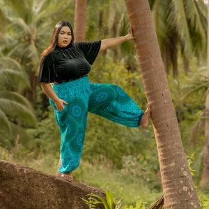 PLUS SIZE luftige Pluderhose mit Mandalamuster in blau türkis Tönen mit Taschen, XXL, große Größe Bild 8