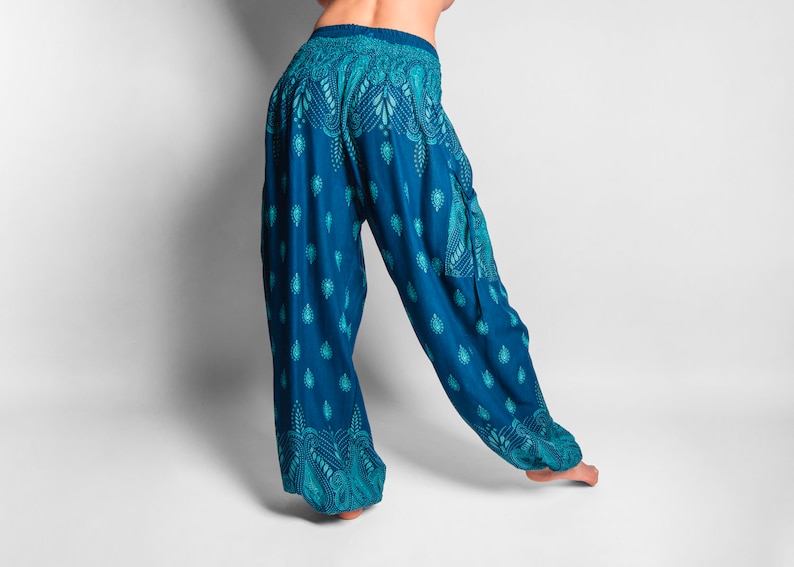 colorful summer pants turquoise with pockets image 6