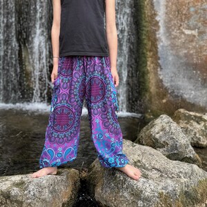 Blue and purple patterned baggy pants for children, children's pants, airy pants for children image 5