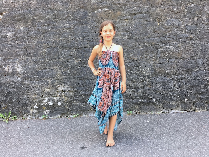 colorful dress for kids, fairy dress, hippie dress, beach dress, summer dress blau/orange