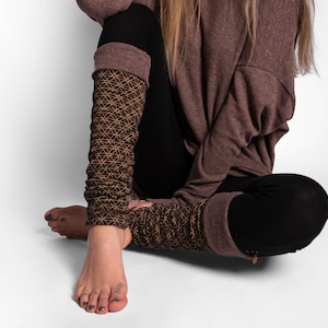 reversible legwarmers in brown, leg warmers, Yoga legwarmers image 5